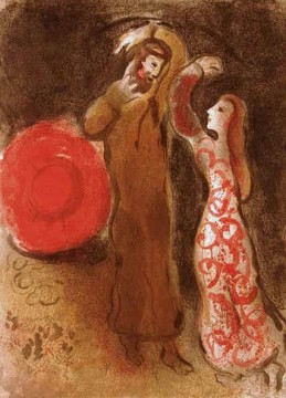 Marc Chagall Painting - Rut y Booz conocen al litógrafo contemporáneo Marc Chagall
